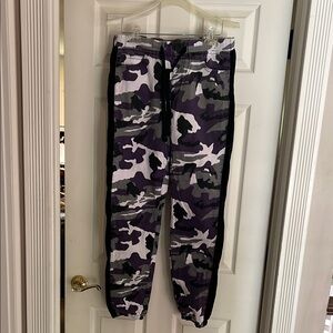 Fashion Nova Camo Track Pants - Black, White, Purple